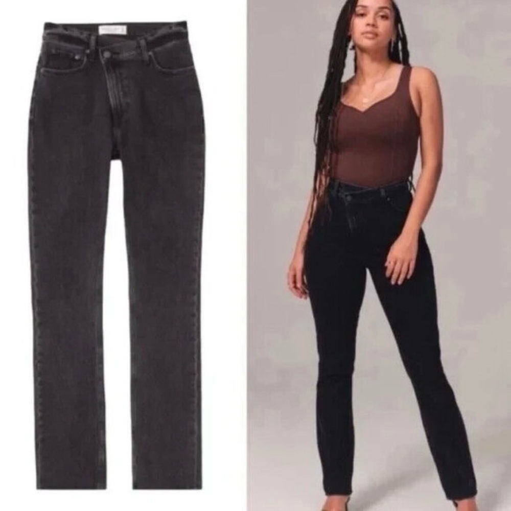 Abercrombie & Fitch Curve‎ Love 90's Slim Straight High Rise Cross Over Jean